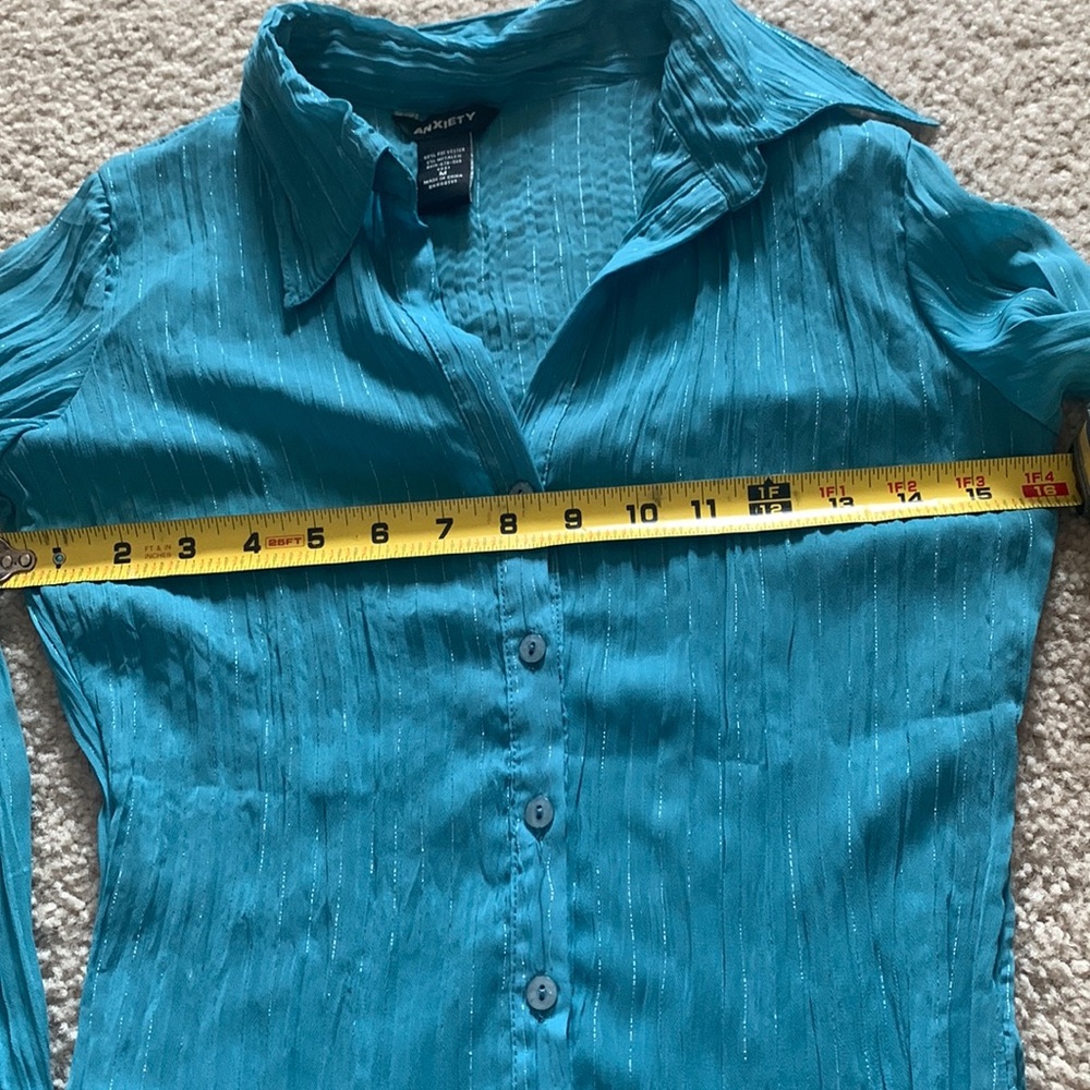 Teal shirt with silver stripes size M - Picture 9 of 17